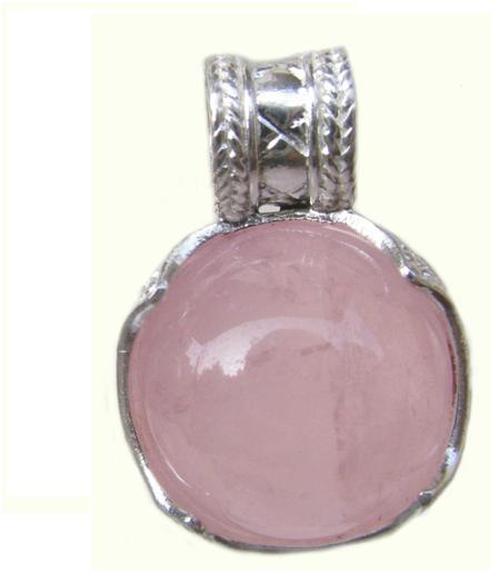 Sterling Silver Pendants with Rose Quartz