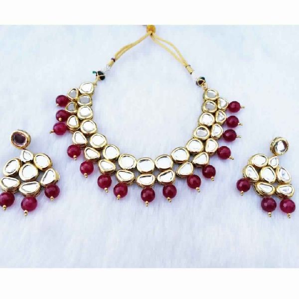 Meena Kundan Wedding Stone Designer Gold Plated Party Handmade Jewelry Necklace