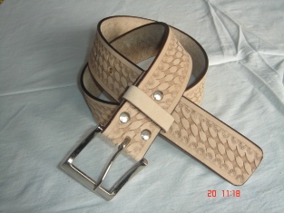 Hand tooling leather belt