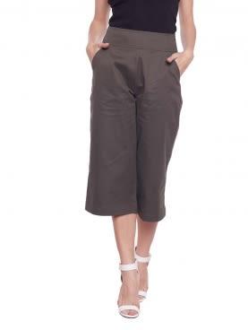 Solid Cotton Spandex Culottes