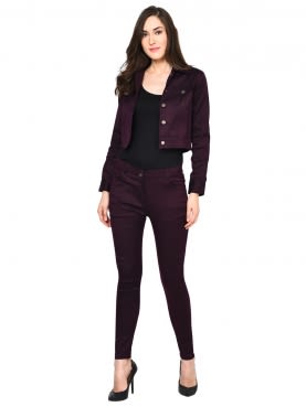 Solid Pant and Jacket Set