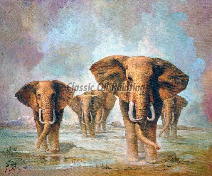 Elephants oil painting Buy elephants oil painting in Mumbai Maharashtra