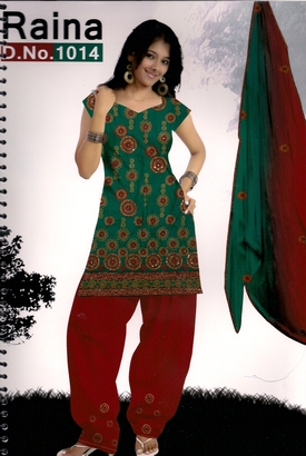 Synthetic Printed Punjabi Suit