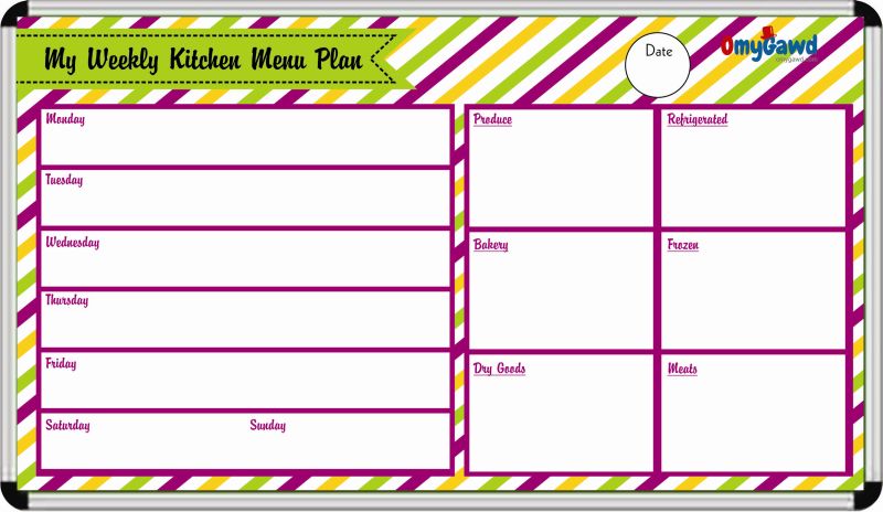 Weekly Kitchen Menu Plan Board