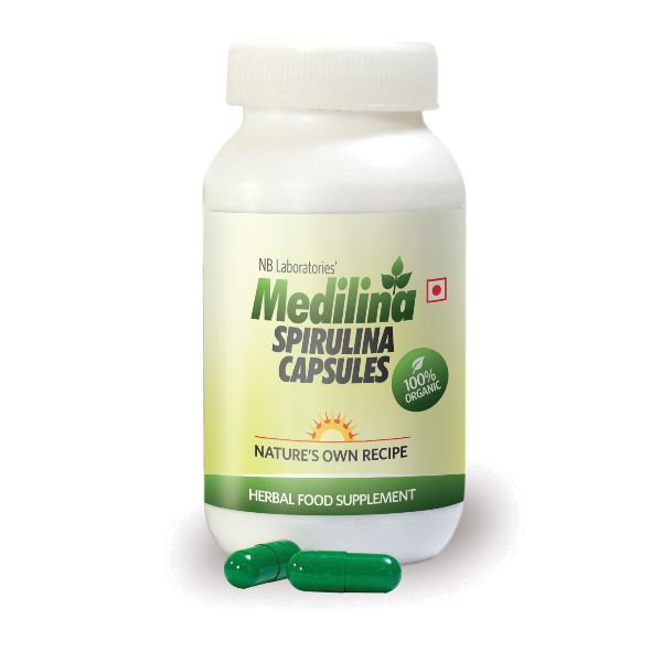 Medilina spirulina capsule, Color : Green