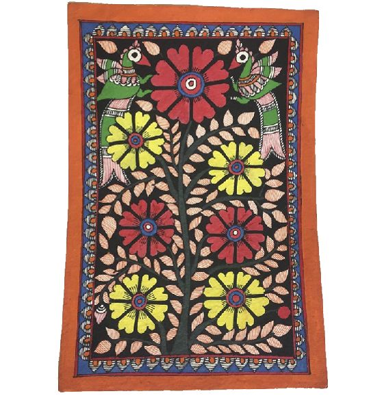 Craftuno Traditional Madhubani Painting Depicting "The Blooming Flowers