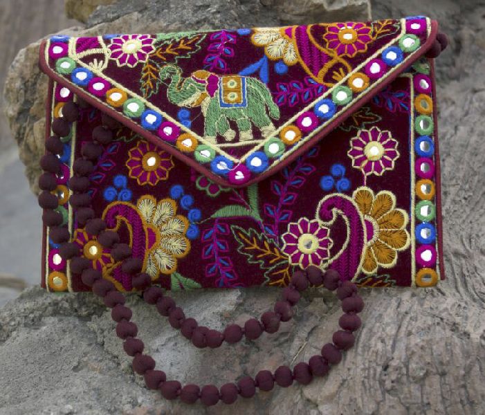 Multicolor Velvet Embroidered Sling Bag