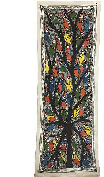 Traditional Madhubani Painting Depicting Tree of Life