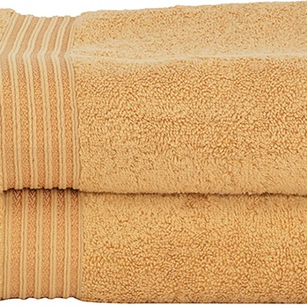 Divine Overseas 2 Piece Cotton Bath Towel Set Gold