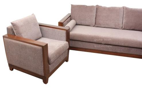 Teak wood fabric sofas