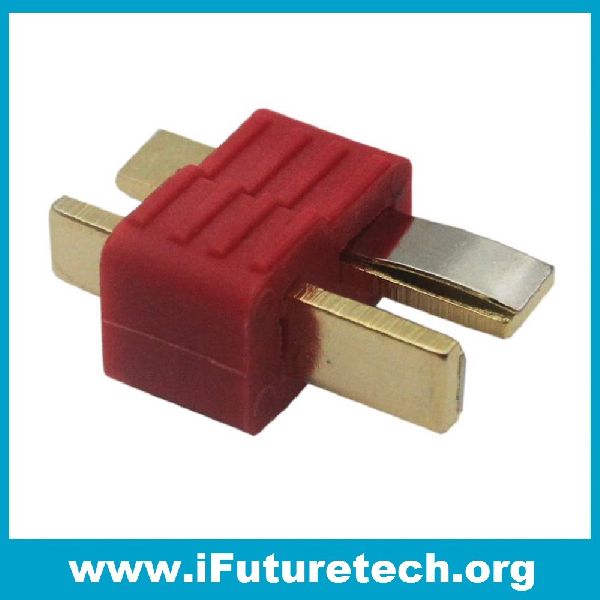 Plastic metal (gold plated) T PLUG DEAN CONNECTOR, Color : burgundy golden