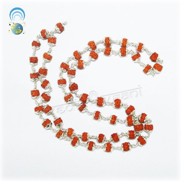 Silver Caps Rudraksha Mala