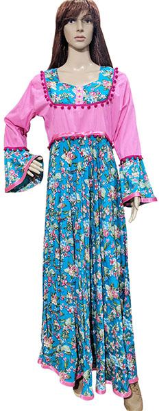 Printed BELL SLEEVES MAXI GOWN, Size : Small, Medium, Large