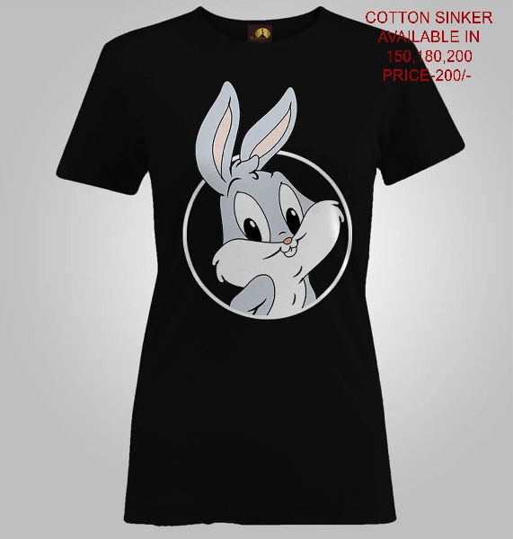 Ladies Printed T Shirts (bunny ), Size : Small, Medium, Large