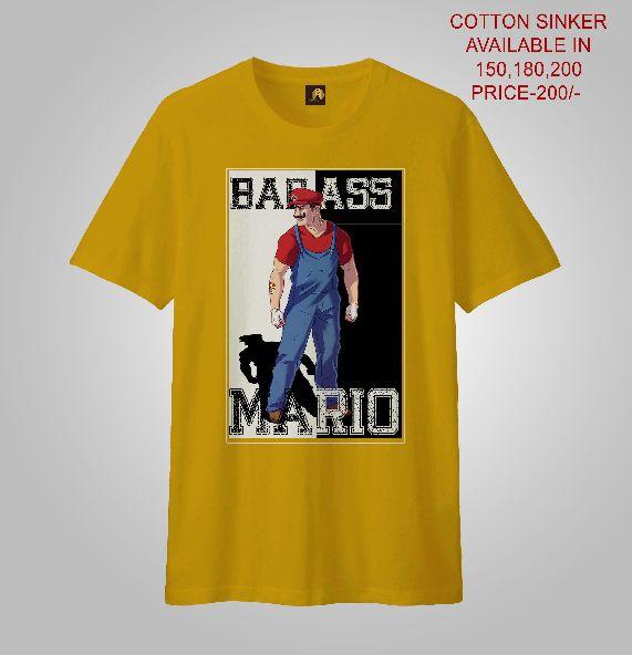 MEN PRRINTED T-SHIRTS (BAD MARIO), Size : Small, Medium, Large