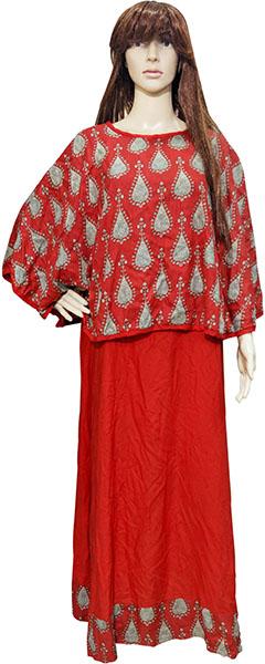 RED PONCHO WITH RED GOWN, Size : Small, Medium, Large