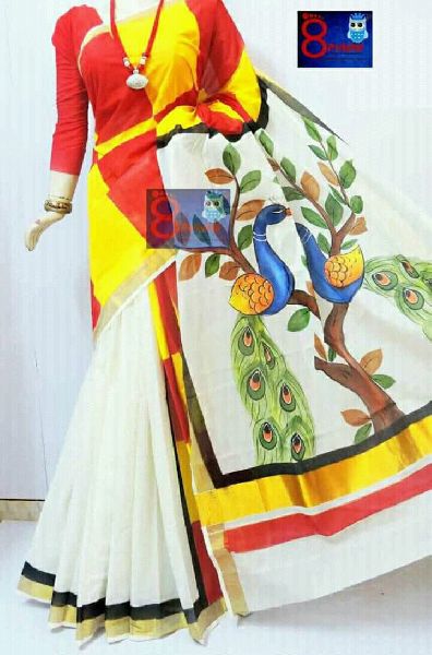 printed cotton saree