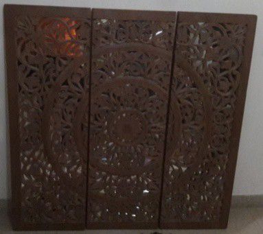 Kaira Wood Mirror Wall Panel, Size : 120 X 120 CM