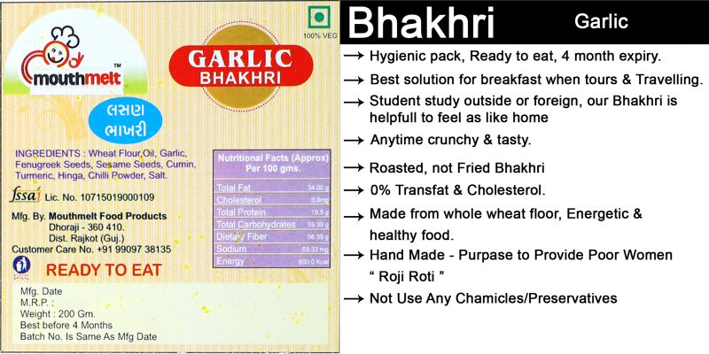 Ready To Eat Garlic Bhakhri