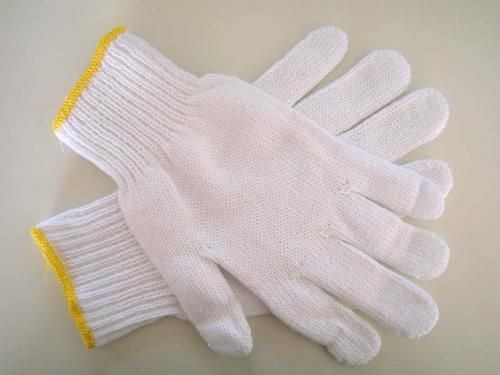 Plain 35-90 gm cotton knitted hand gloves, Color : White