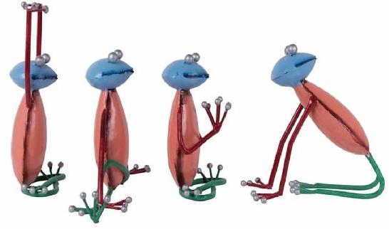 Iron Handmade Frog Set In Different Yoga Poses