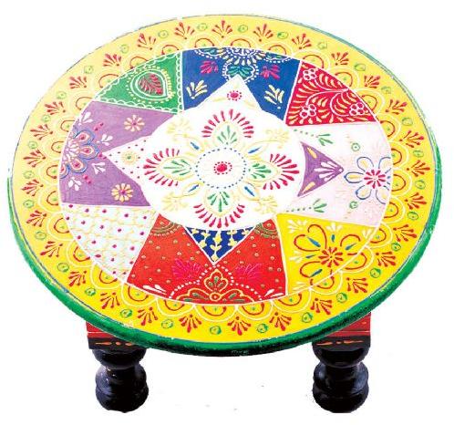 Royal Round Rajasthani Embroidered Stool