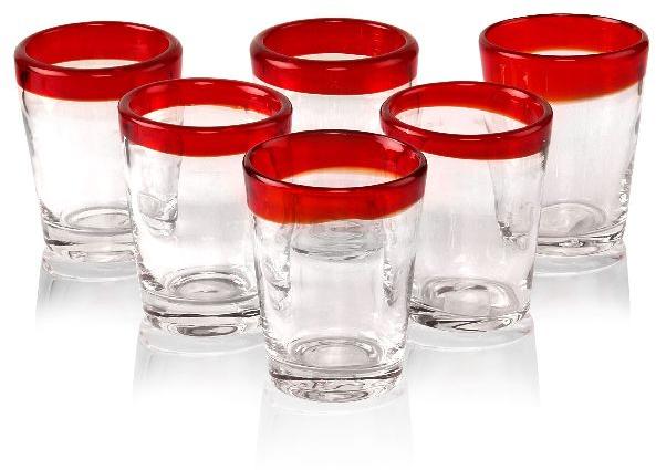 CLEAR RED GLASS SET
