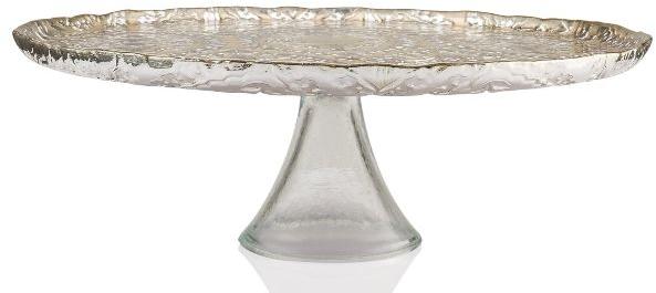 FOOTED CAKE PLATE GREY SILVER
