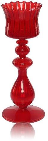 GLASS CANDLE HOLDER RED