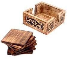 Polished Wooden Carved Tea Coaster, for Home, Hotel, Feature : Eco Friendly