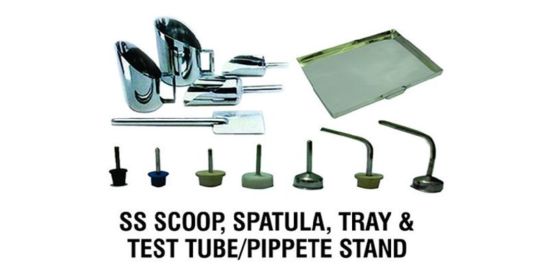 SS SCOOP, SPATULA , TRAY AND TEST TUBE