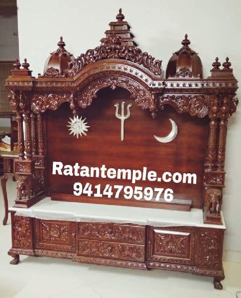 Wooden Pooja Temple, Color : Brown