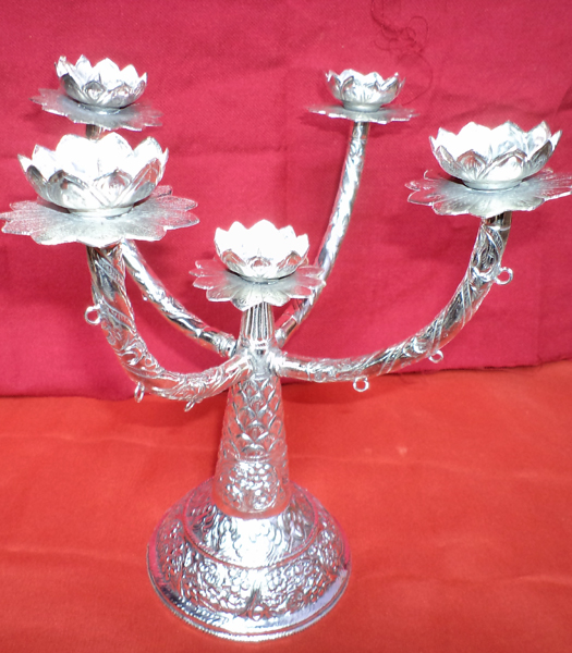 5 Candles Silver Plating Candle Stand