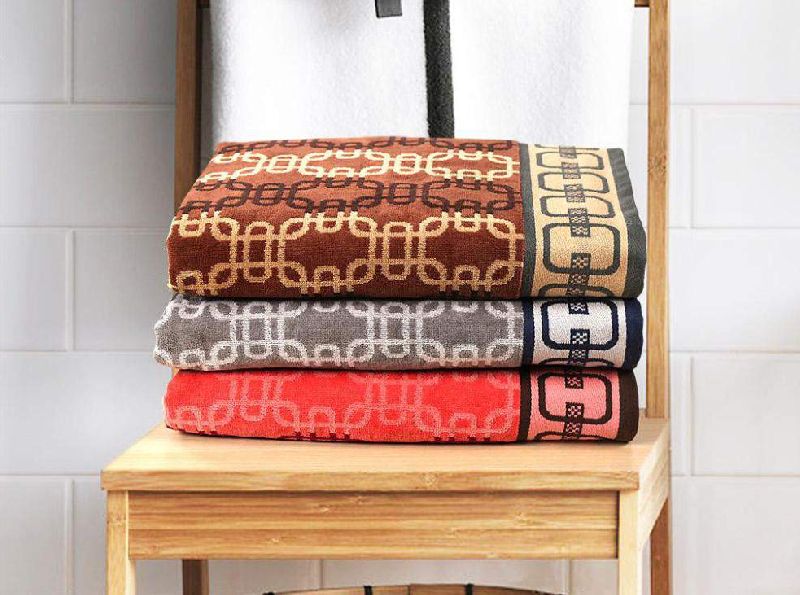 Printed Twisty Jacquard Towel, Color : Brown, Orange, Grey