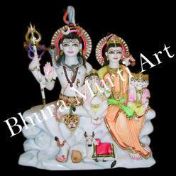 Marble Shiv Parivar Statue 1, Color : Multicolor, White