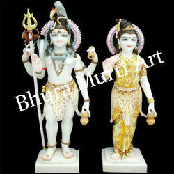 Marble Shiv Parvati Statue 3, Color : Multicolor, White