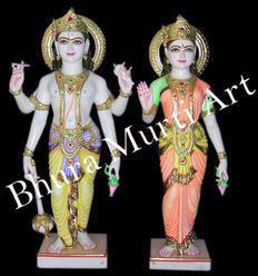 Marble Vishnu Laxmi Statues 1