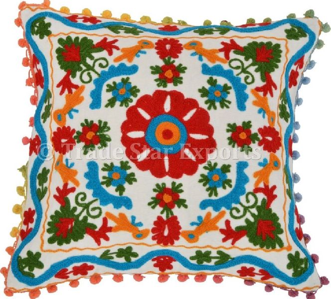 Embroidery With Multi Color Pillow Cover
