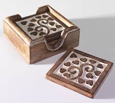 Wooden Carved Tea Coasters