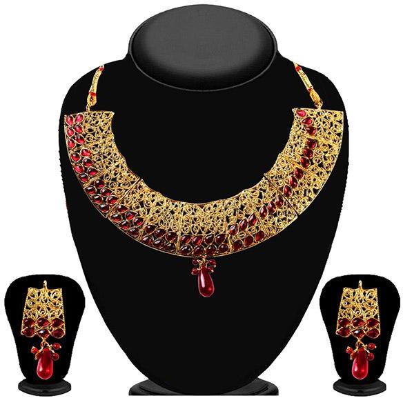 Gold Plated Kundan Drop Necklace Set