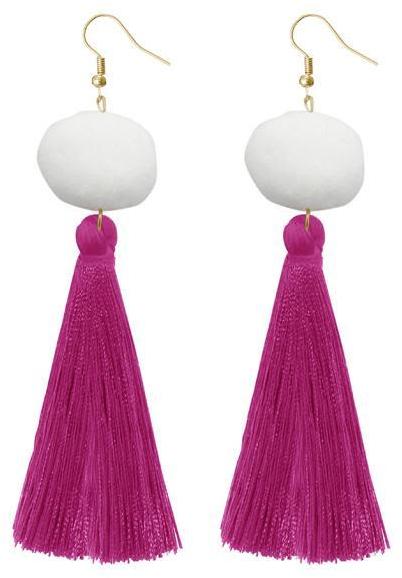 Jeweljunk Purple Gold Plated Thread Earrings