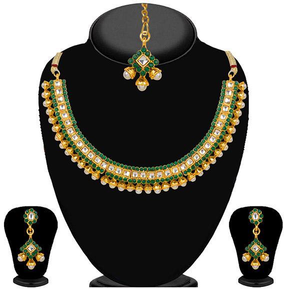 Stone Necklace Set With Maang Tikka