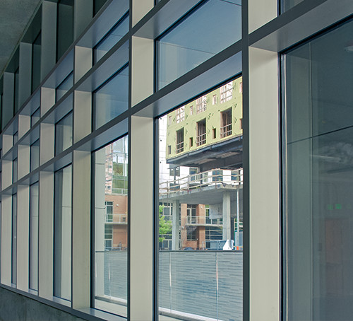 SILICONE GLAZED FIRE-RATED STEEL CURTAINWALL
