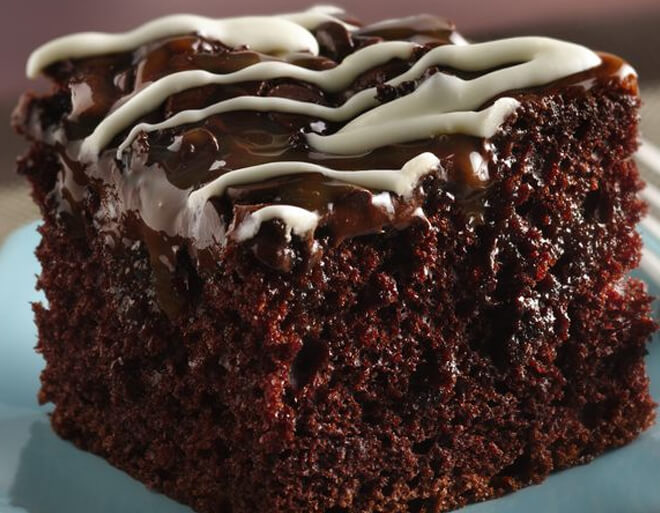 Caramel Chocolate Jello Cake