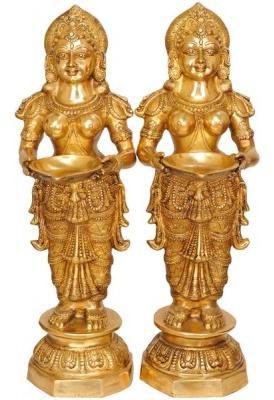Brass Deeplakshmi Statue