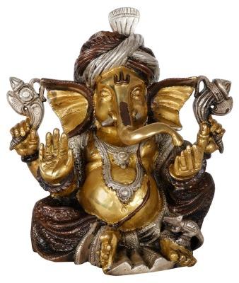 Brass Indian Turban Ganesha Statue