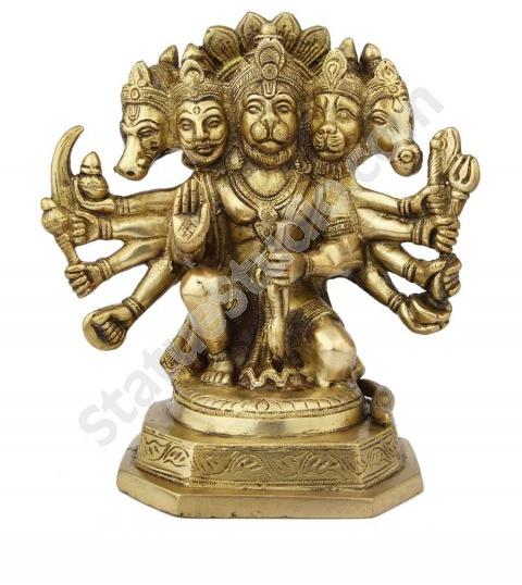 Brass panchmukhi hanuman statue