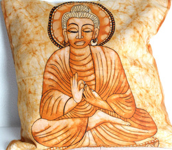 Handmade Batik Buddha Cushion Cover, Size : 40cm x 40cm