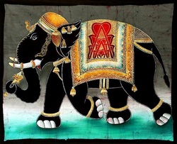 Handmade Batik Elephant Wall Tapestry