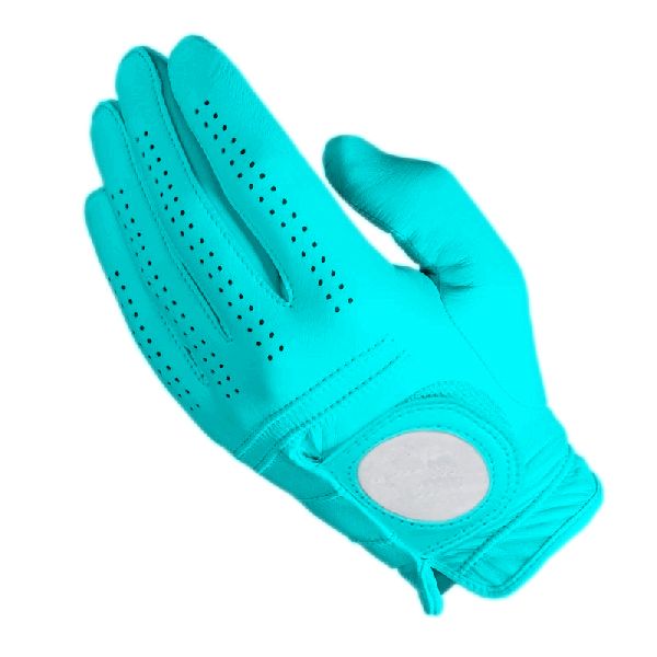 Golf Glove Full Leather Color Blue Cyan